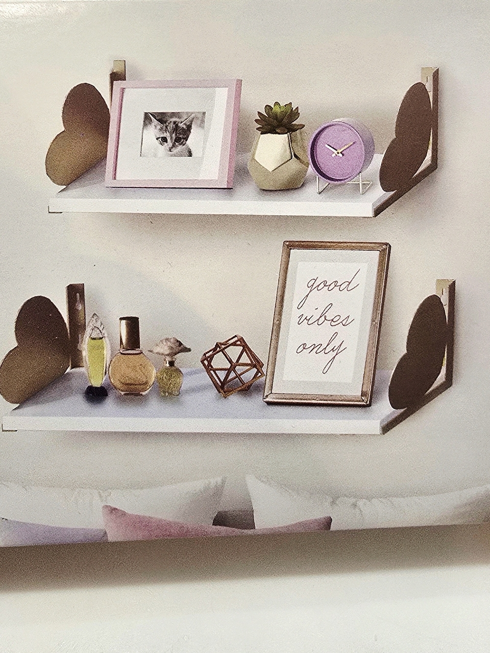 Nanette Lepore Set Of 2 Decorative Heart End Wall Shelves